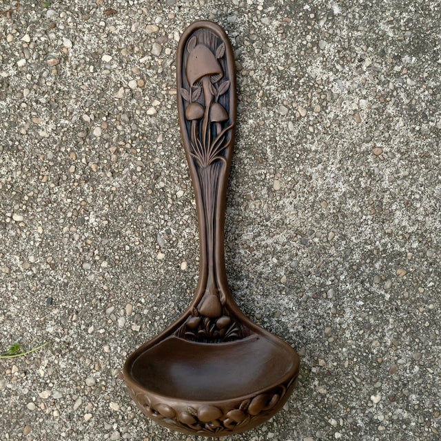 Vintage Arnels brand set of 3 oversized wall hanging ceramic kitchen utnsils decorated with mushrooms. These are a rare...