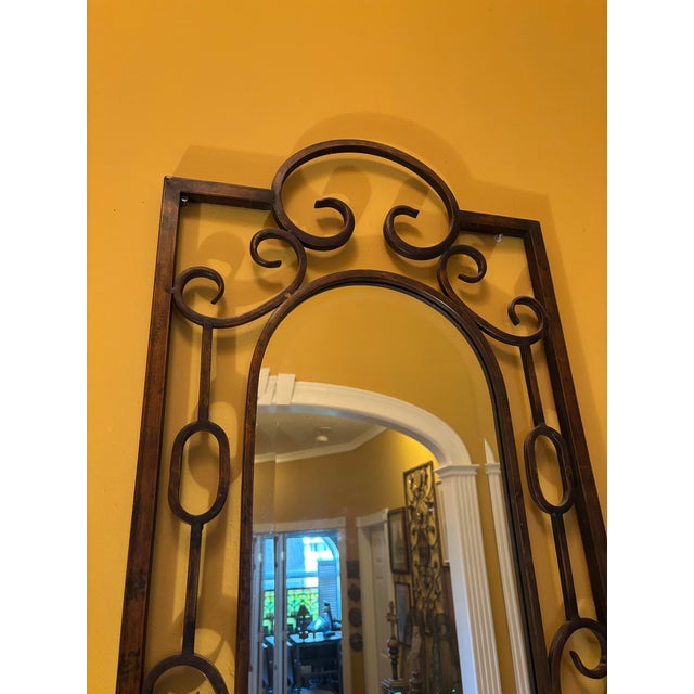 Art Nouveau 53 1/2" Scrollwork Iron Wall Mirror For Sale - Image 3 of 6