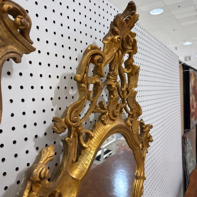 Gold Pair Vintage Italian Mid Century Florentine Gold Gilt Wall Mirrors For Sale - Image 8 of 12