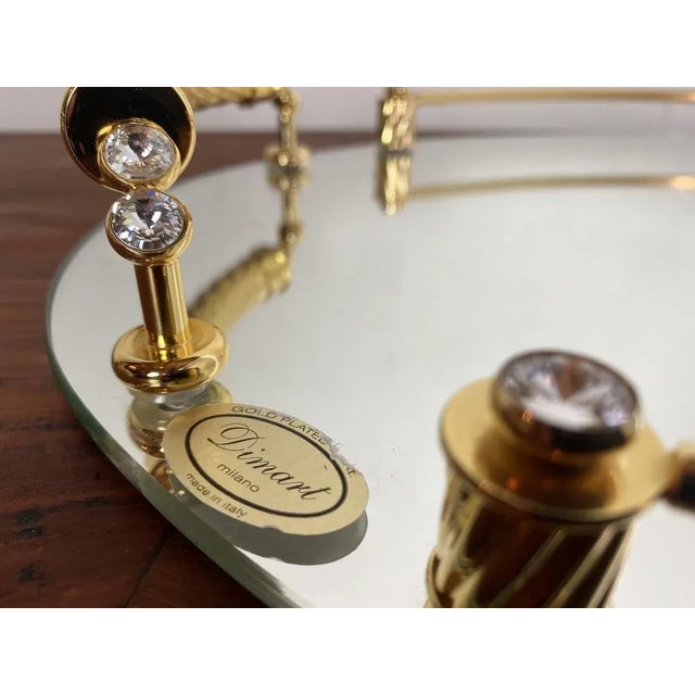 Italian 24-Karat Gold Plated and Brass Tray with Mirror, 1980s For Sale - Image 6 of 11