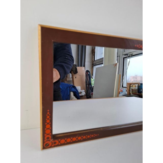Mid-Century Czechoslovak Wooden Mirror with Graphic Frame Detail, 1960s For Sale - Image 4 of 15