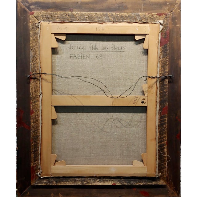 Textile Louis Fabien - the Blonde Flowers Girl -Oil Painting For Sale - Image 7 of 9