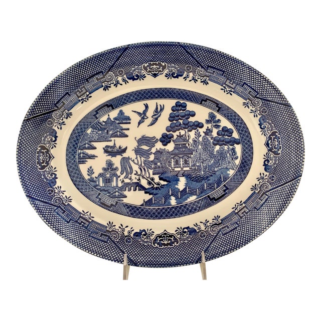 Churchill Blue Willow Large Serving Platter 14.5" For Sale