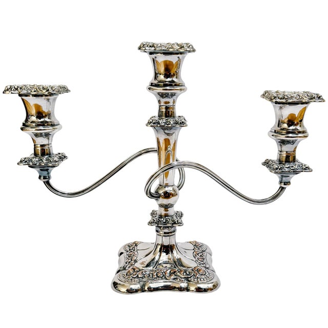Antique Rococo Style Barker Ellis English Silver Plated 3-Arm Candelabras - A Pair For Sale - Image 13 of 14
