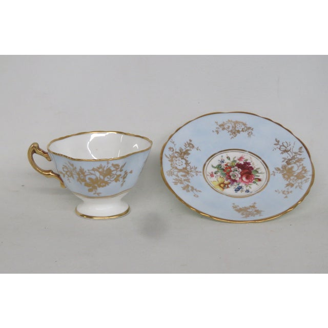 Mid 20th Century Hammersley Blue England Bone China Set of Tea Cup and Saucer 4654b For Sale - Image 5 of 17