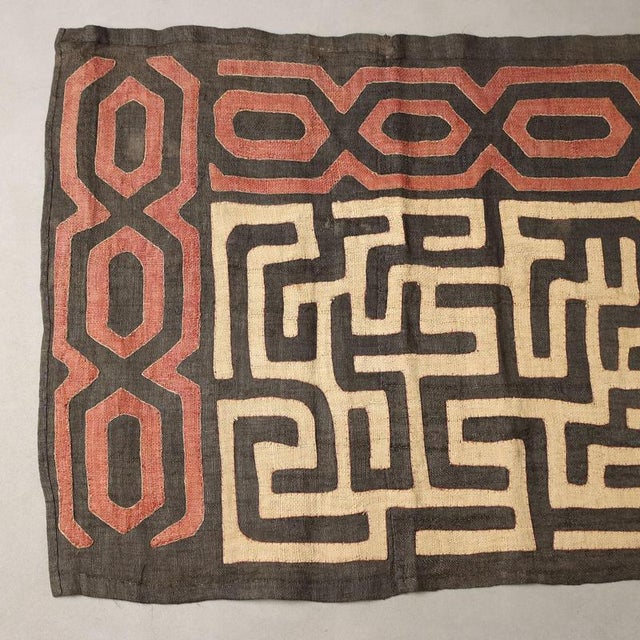 Royal Ntshak Raffia Fabric with Labyrinth Kuba Art For Sale - Image 3 of 12