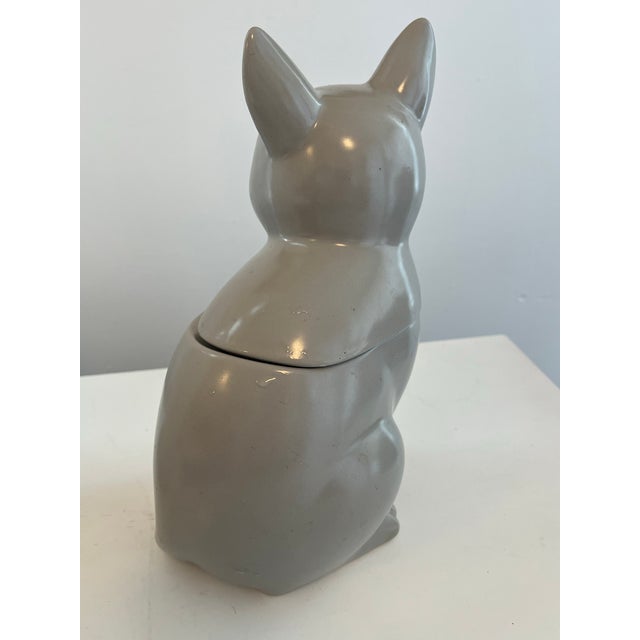 Ceramic 1980s Gray Stoneware Cat Cookie Jar, For Sale - Image 7 of 9