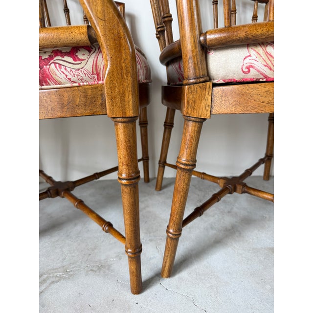 Vintage Drexel Hollywood Regency Faux Bamboo Carved Wood Dining Chairs – Set of 4 For Sale - Image 17 of 18