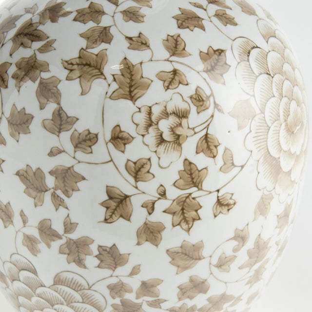 Chinoiserie Province Lotus Bottle Vase For Sale - Image 3 of 5