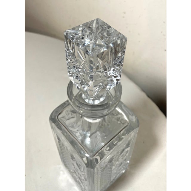 Vintage American Brilliant Cut Clear Crystal Liquor Wine Decanter Glass Bottle For Sale In New York - Image 6 of 11