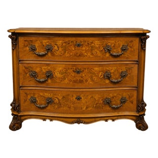 Louis XV Style Bombé Commode in Walnut Marquetry, 1920s For Sale