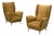 Isa Bergamo, Camel Velvet, Bronze, Wingback Chairs, Italy, 1950s For Sale