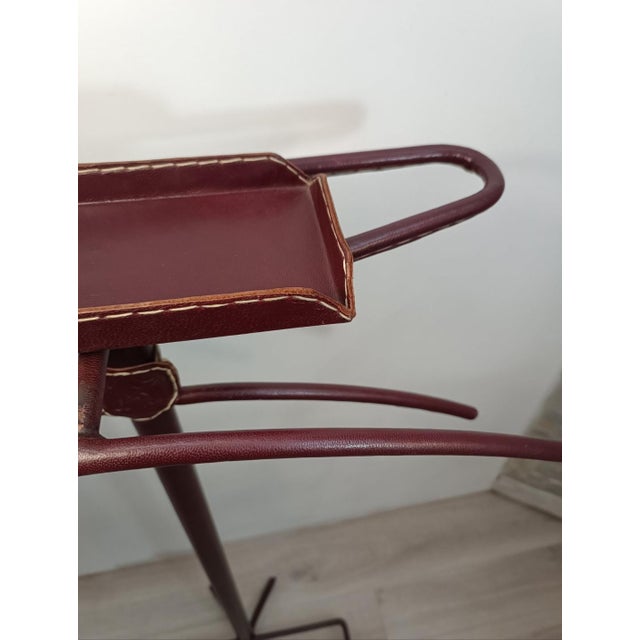 1950s Leather Sheathed Bedroom Valet attributed to Jacques Adnet, 1950s For Sale - Image 5 of 15