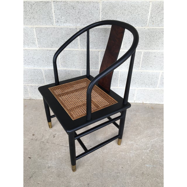 Henredon Style Ebonized Cane Bottom Accent Arm Chair Chairish