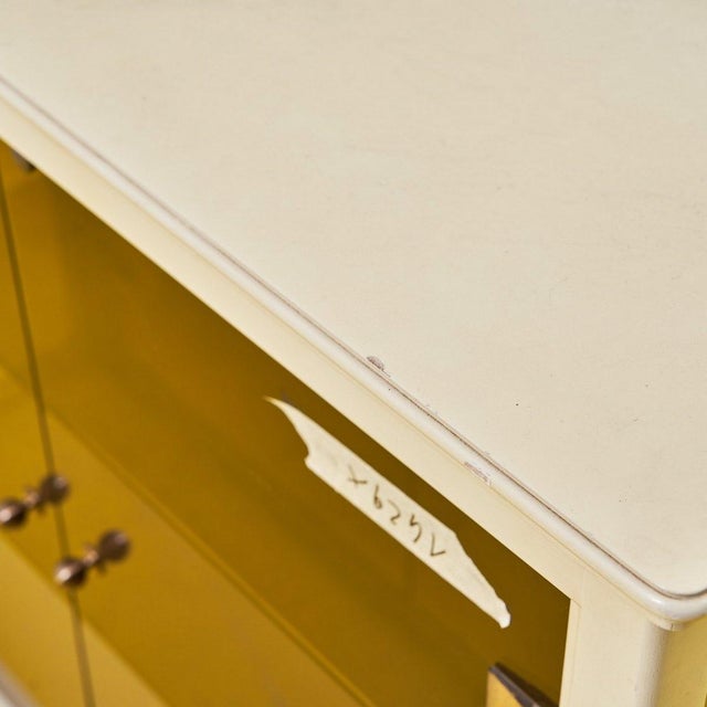 White Lacquered Display Cabinet with Double Smoked Glass Front For Sale - Image 6 of 12