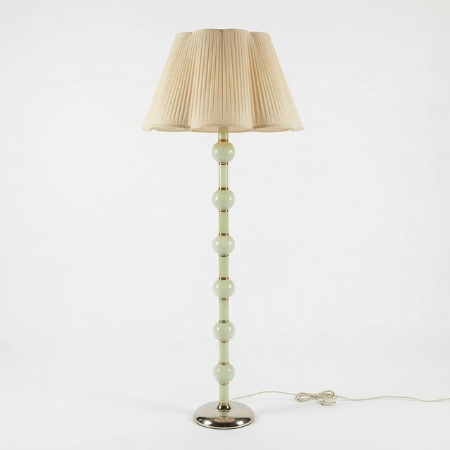 Metal Mid-Century Modern Ceramic and Brass Floor Lamp, 1950s For Sale - Image 7 of 7