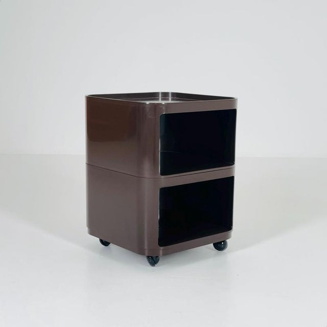 Brown Componibili Square serving trolley by Anna Castelli for Kartell - Italy 1960s model 4970 Iconic Componibili side...