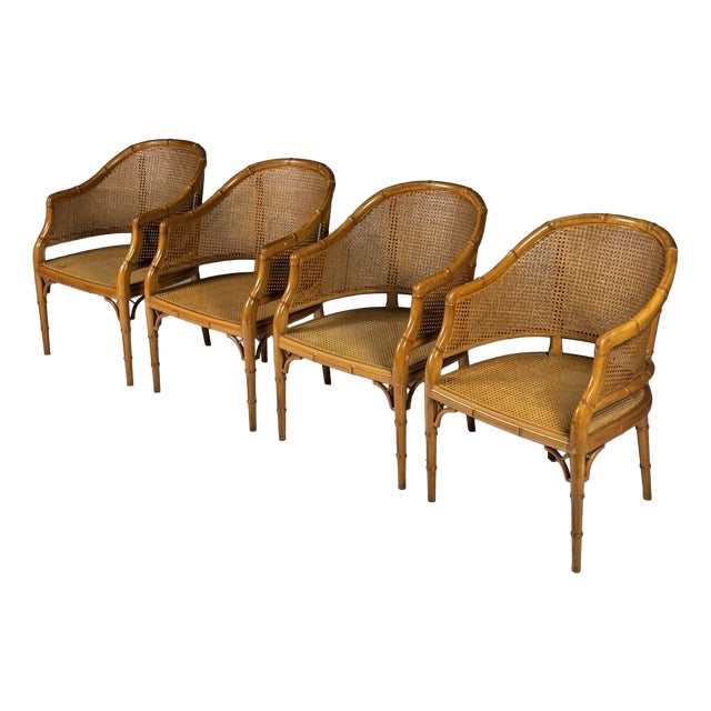 Faux Bamboo Dining Chairs, Set of 4 For Sale