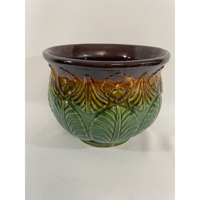 1900 - 1909 Early 1900s Weller Art Pottery Majolica Cachepot Planter For Sale - Image 5 of 13
