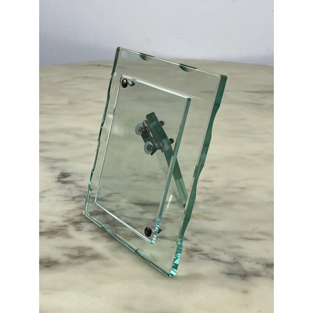 Fontana Arte Mid-Century Nile Green Chiselled Murano Glass Photo Frame in the style of Pietro Chiesa for Fontana Arte, 1960s For Sale - Image 4 of 9