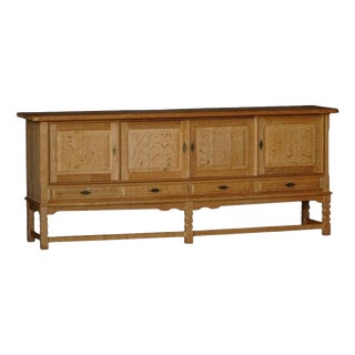 Mid-Century Brutalist Danish Sideboard in Oak by Henning Kjærnulf, 1960s For Sale