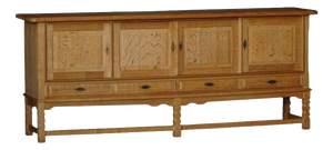 Mid-Century Brutalist Danish Sideboard in Oak by Henning Kjærnulf, 1960s