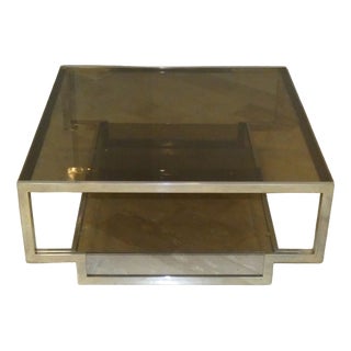 Amber Glass Coffee Table with Geometric Structure, Italy, 1970s For Sale