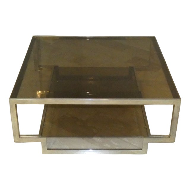 Amber Glass Coffee Table with Geometric Structure, Italy, 1970s For Sale