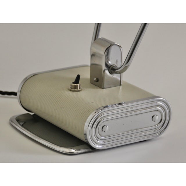 Art Deco French Charcoal Grey & Chrome Table Lamp by Eileen Gray for Jumo, 1940s For Sale - Image 12 of 18