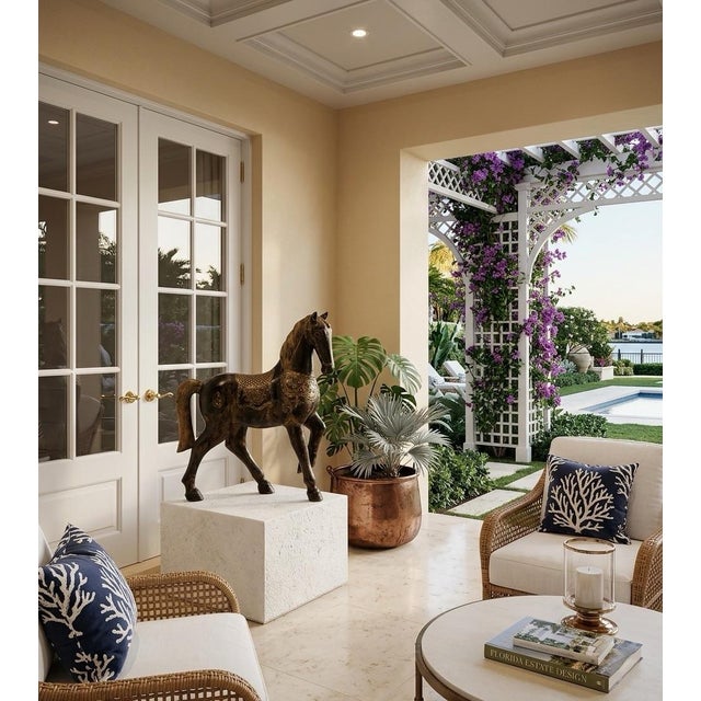 Vintage Hand-Carved Wooden Horse Sculpture For Sale In West Palm - Image 6 of 10