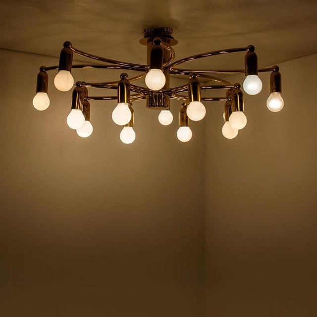 Brass 16-Arm Flush Mount attributed to Sciolari, 1960s For Sale - Image 15 of 16