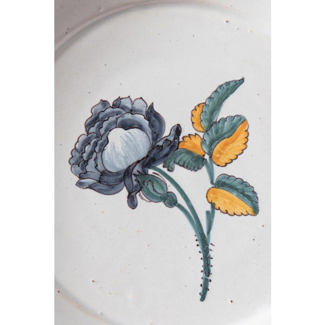 Manganese Rose Plates from Nevers Faience, 1700s, Set of 2 For Sale - Image 6 of 11