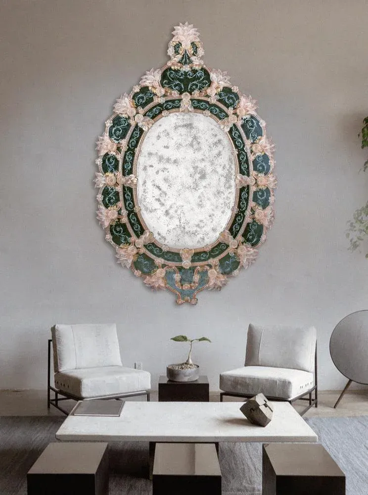 Flli Tosi MURANO スタンド鏡 Murano Glass Mirror by Fratelli Tosi Murano | Chairish