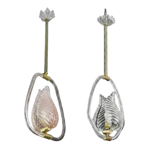 1950s Pink and Trasparent Murano Glass Chandelier by Barovier E Toso - Set of 2