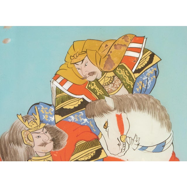 Late Meiji to Tisho Era Antique Japanese Reverse Glass Painting For Sale In Dallas - Image 6 of 18