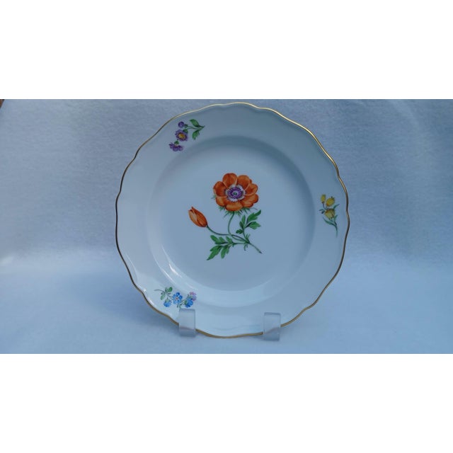 Mid-Century Modern Vintage Porcelain Coffee Tea Trio in Red Anemone from Meissen, 1970s, Set of 3 For Sale - Image 3 of 16