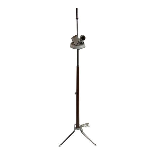Mid Century Gerald Thurston Lightolier Wood and Metal Floor Lamp For Sale