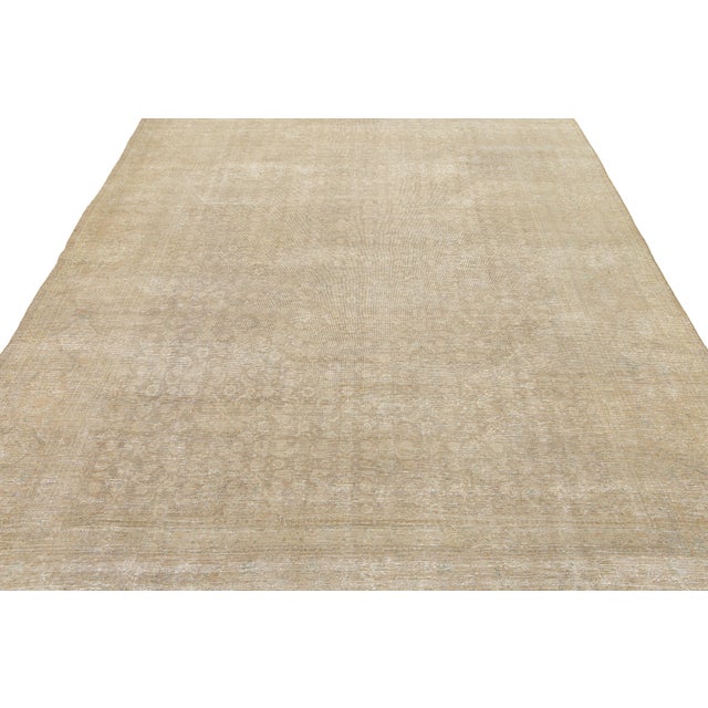 Antique Tabriz Wool Rug With Organic Moiré Wave Pattern in Neutral Tones For Sale - Image 11 of 11