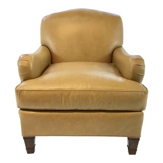 Transitional Pearson Gold Leather Club Chair For Sale