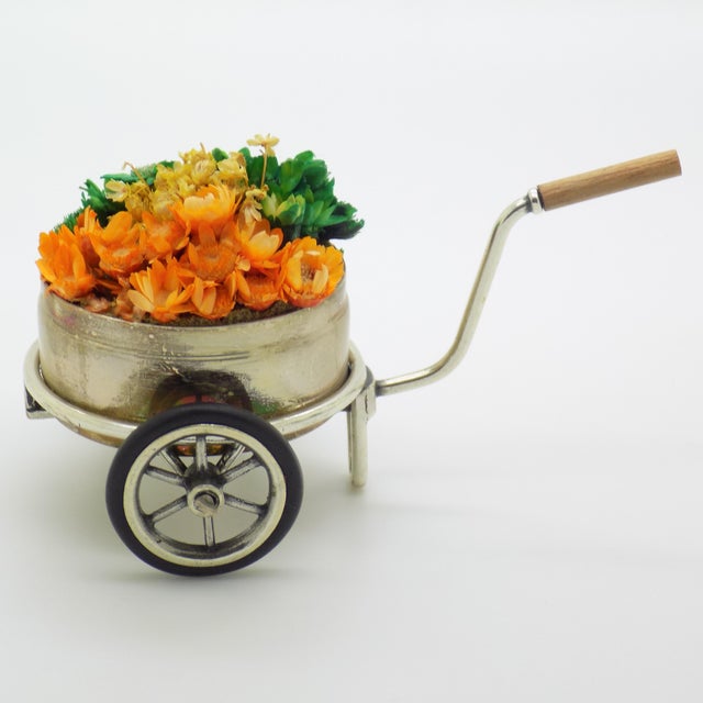 Vintage Italian Handmade Silver Flower Cart Figurine from Sacchetti, Tuscany, 1970s For Sale - Image 13 of 13
