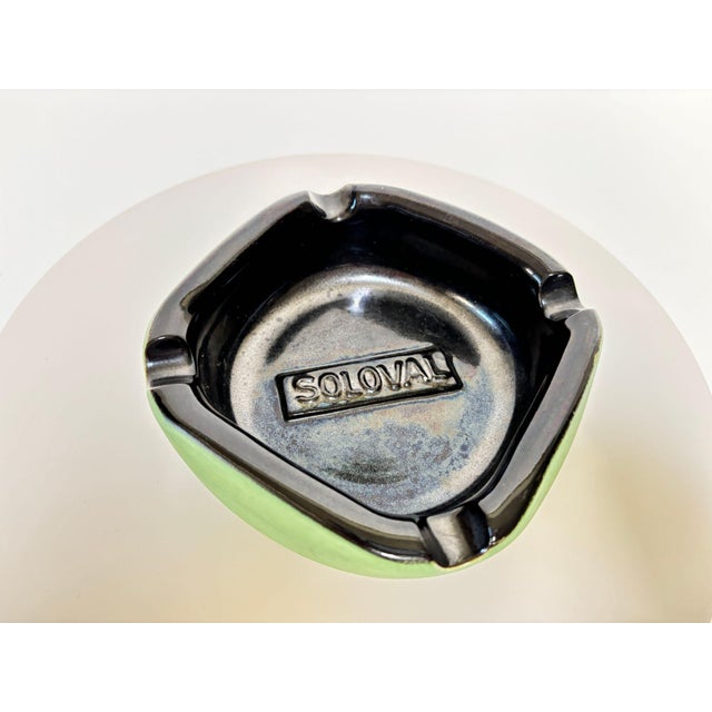 Large French Mid-Century Advertising Ceramic Ashtray Green and Black 1950s For Sale - Image 13 of 13