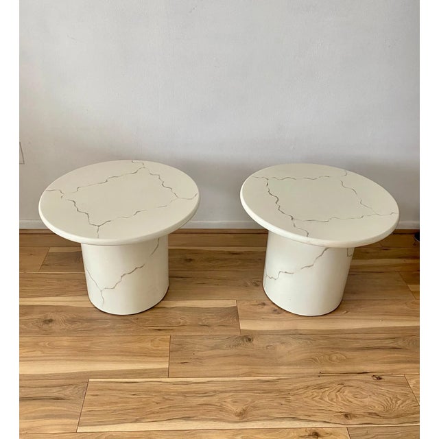 Postmodern Pair of 1980s Lacquer Round Top End Tables For Sale - Image 3 of 8