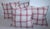 19th century red and white striped home spun linen pillows. Great condition with down and feather inserts. Sold as in a...