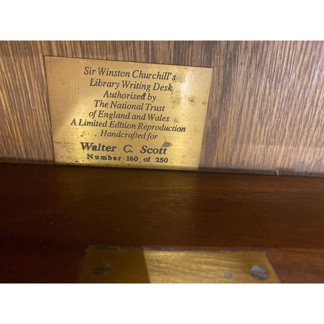 Mid 20th Century Winston Churchill Replica Mahogany Partner's Desk For Sale - Image 9 of 9