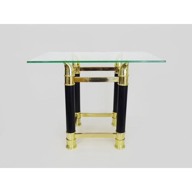 Sofa piece, coffee table, side table attributed to Tomasso Barbi in glass and gold and black metal, 70s Superb coffee...