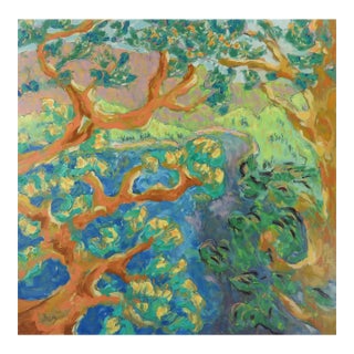 Contemporary Expressionist Forest Stream Landscape Painting For Sale