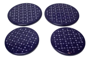 Set of Four Scandinavian Modern Indigo Enamel Trivets / Plates