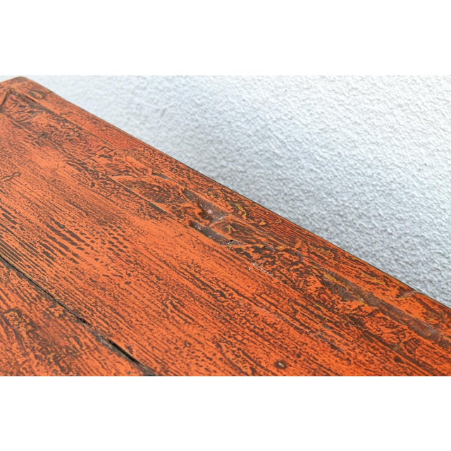 Wood Vintage Rust Orange Painted Sideboard For Sale - Image 7 of 12