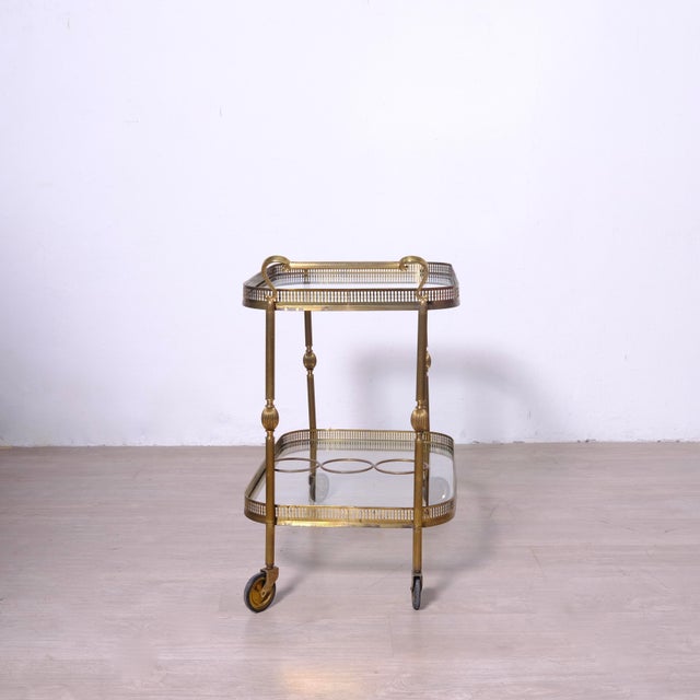 1950s Vintage Glass and Brass Trolley, 1950s For Sale - Image 5 of 13