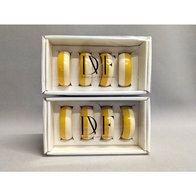 2000 - 2009 Diane Von Furstenberg Yellow Striped Napkin Rings - Set of 8 For Sale - Image 5 of 6